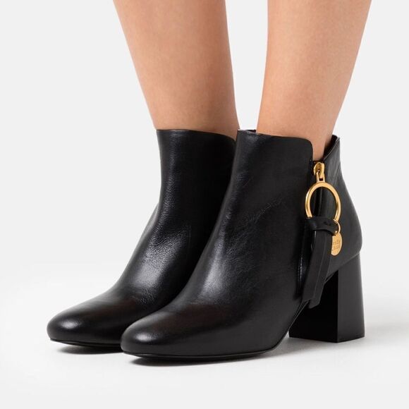 See by Chloé Louise Block-Heel Leather Ankle Boots size 36 - Picture 2 of 14